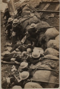 Soldiers defending Shanghai. A common view during 1920s, 1930s and 1940s.